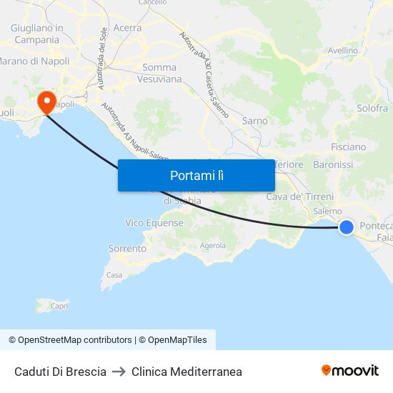 Caduti Di Brescia to Clinica Mediterranea map