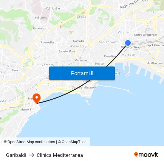 Garibaldi to Clinica Mediterranea map