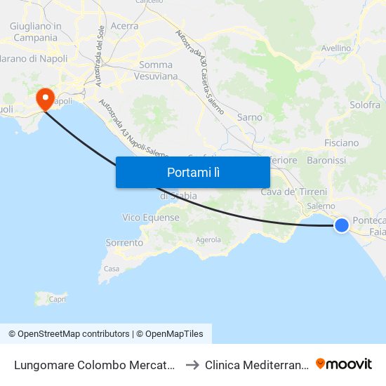 Lungomare Colombo Mercatello to Clinica Mediterranea map