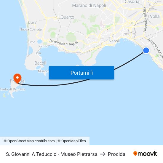 S. Giovanni A Teduccio - Museo Pietrarsa to Procida map