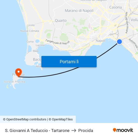 S. Giovanni A Teduccio - Tartarone to Procida map