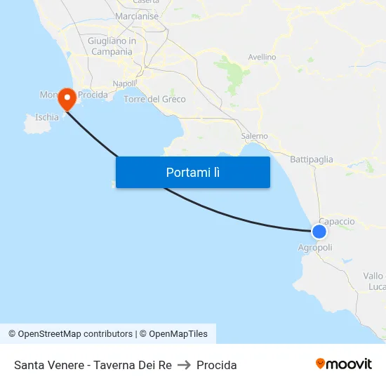 Santa Venere - Taverna Dei Re to Procida map