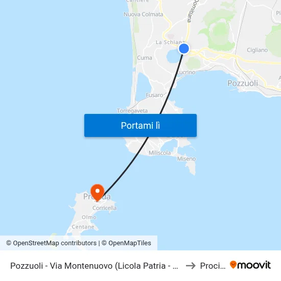 Pozzuoli - Via Montenuovo (Licola Patria - Navidad) to Procida map