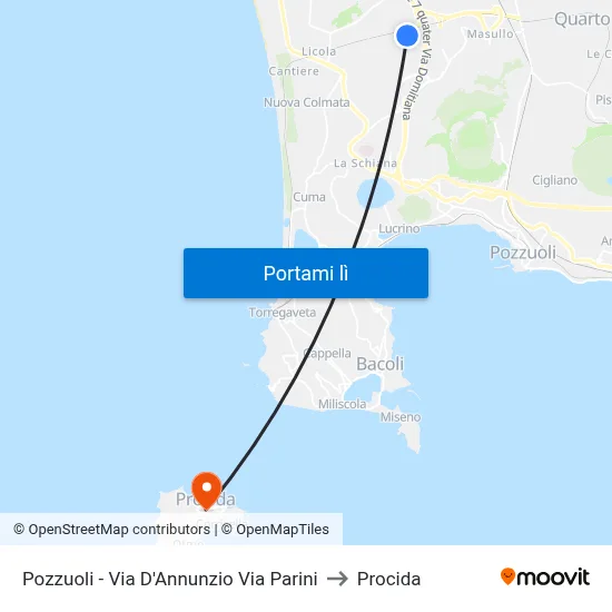 Pozzuoli  - Via D'Annunzio Via Parini to Procida map