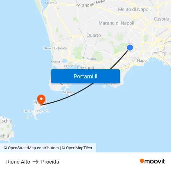 Rione Alto to Procida map
