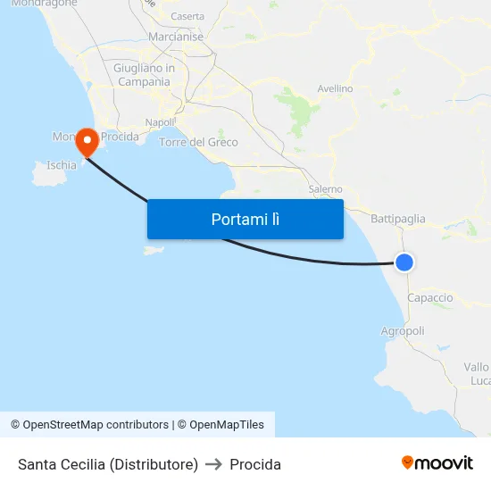 Santa Cecilia (Distributore) to Procida map