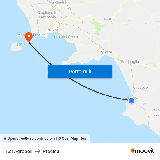 Asl Agropoli to Procida map