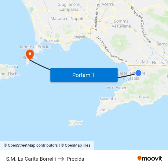 S.M. La Carita  Borrelli to Procida map