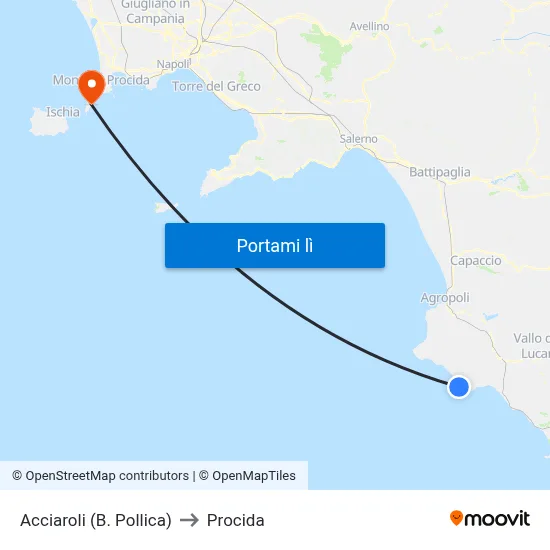 Acciaroli (B. Pollica) to Procida map