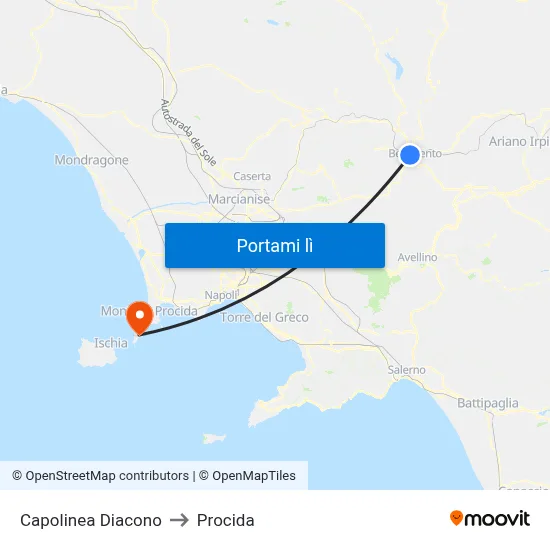 Capolinea Diacono to Procida map