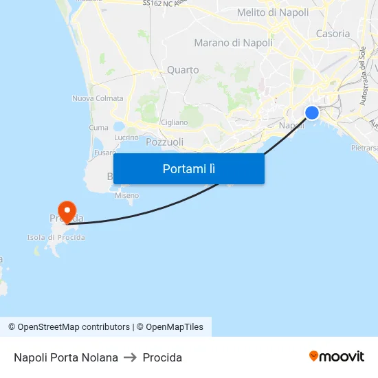 Napoli Porta Nolana to Procida map