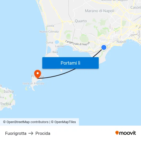 Fuorigrotta to Procida map