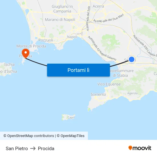 San Pietro to Procida map