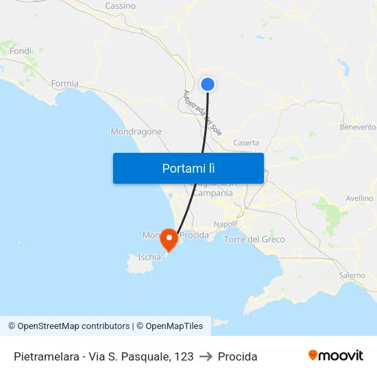 Pietramelara - Via S. Pasquale, 123 to Procida map