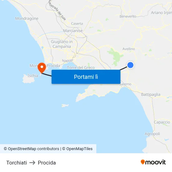 Torchiati to Procida map