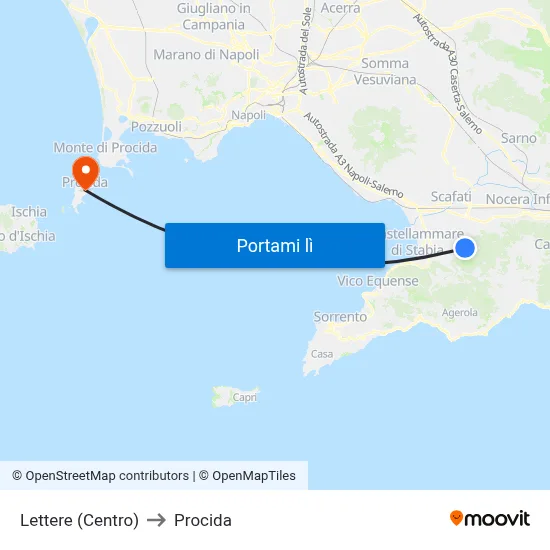 Lettere (Centro) to Procida map