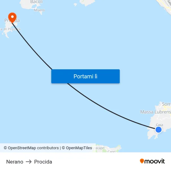 Nerano to Procida map