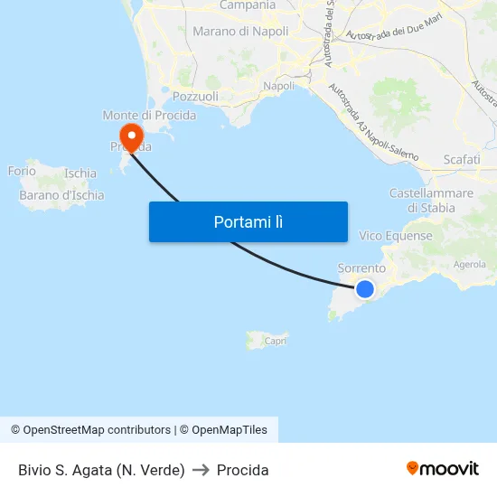 Bivio S. Agata (N. Verde) to Procida map