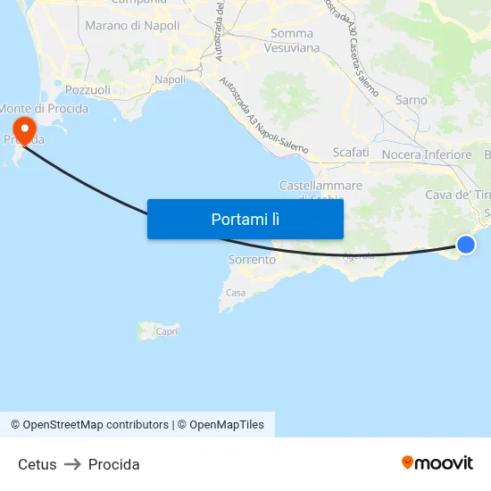 Cetus to Procida map