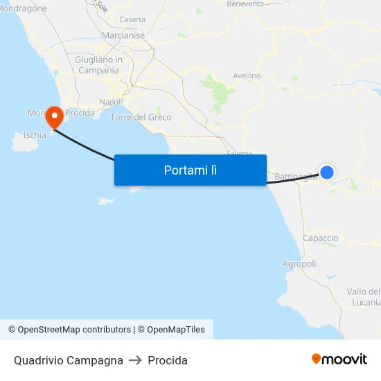 Quadrivio Campagna to Procida map