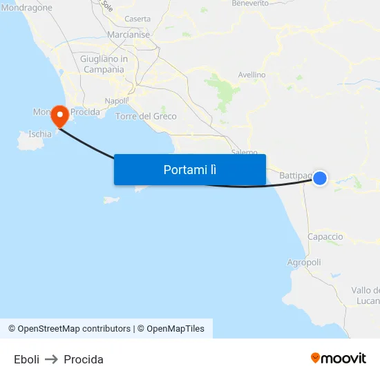 Eboli to Procida map