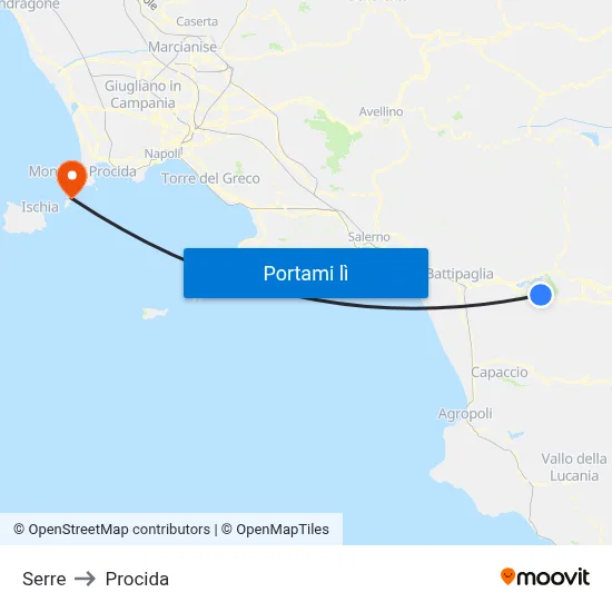 Serre to Procida map