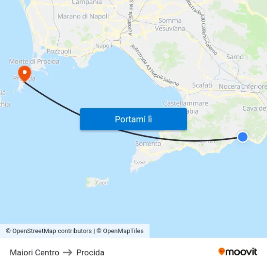 Maiori Centro to Procida map