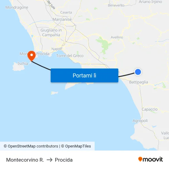 Montecorvino R. to Procida map