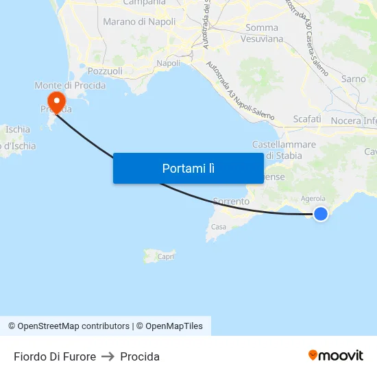 Fiordo Di Furore to Procida map