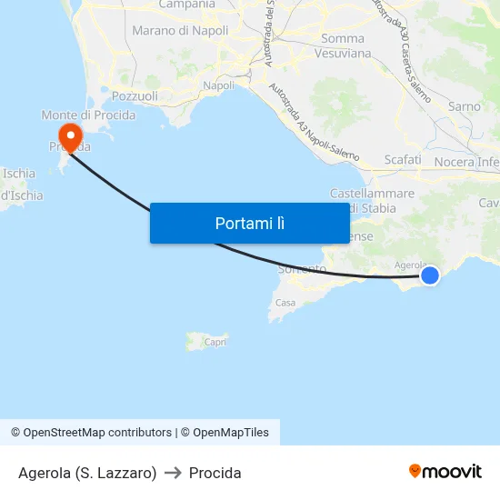 Agerola (S. Lazzaro) to Procida map