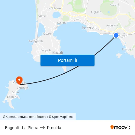Bagnoli - La Pietra to Procida map
