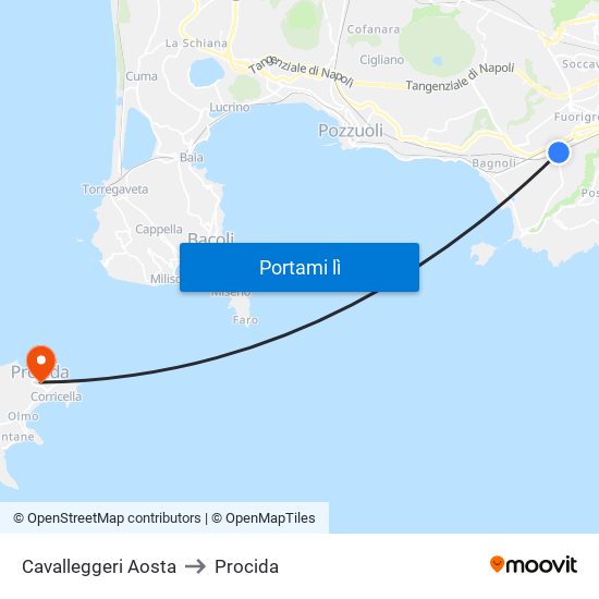 Cavalleggeri Aosta to Procida map