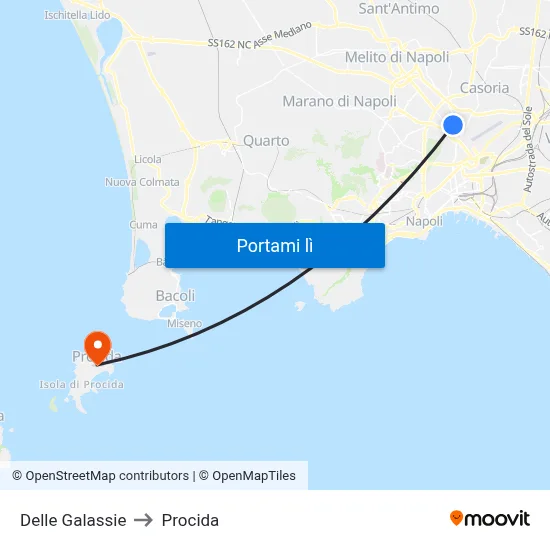 Delle Galassie to Procida map
