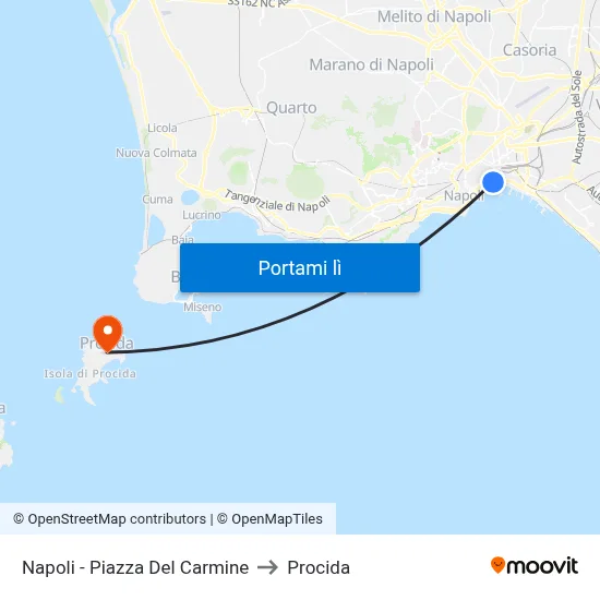 Napoli - Piazza Del Carmine to Procida map