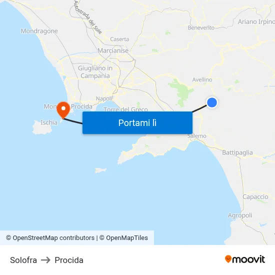 Solofra to Procida map