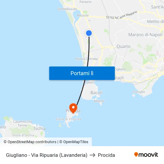 Giugliano - Via Ripuaria (Lavanderia) to Procida map