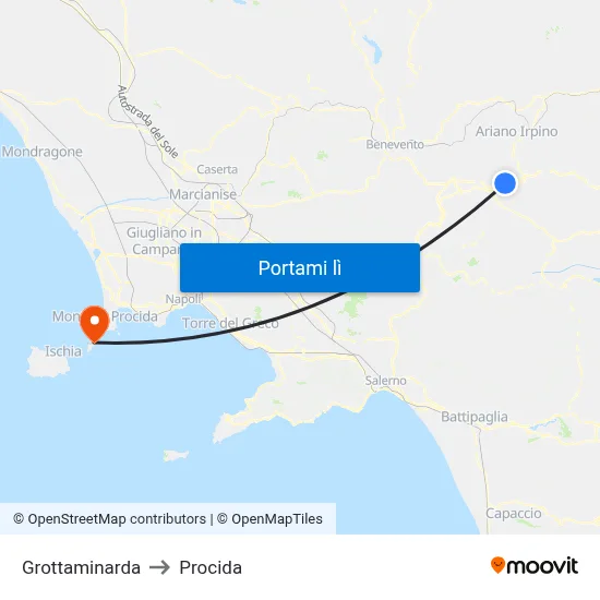 Grottaminarda to Procida map