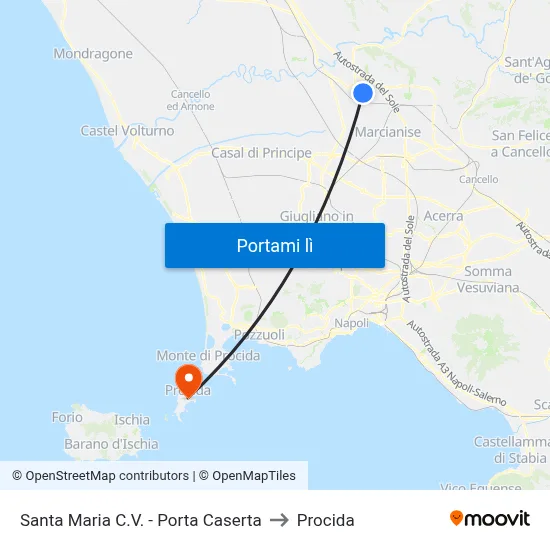 Santa Maria C.V. - Porta Caserta to Procida map