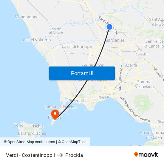 Verdi - Costantinopoli to Procida map