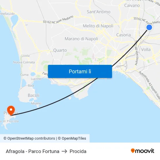 Afragola - Parco Fortuna to Procida map