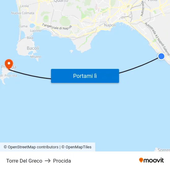 Torre Del Greco to Procida map