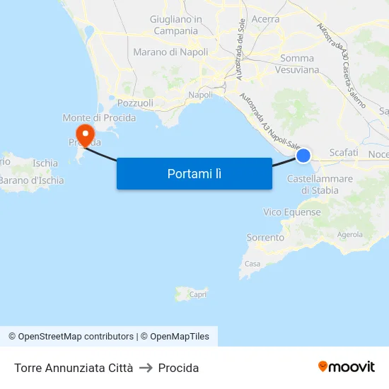 Torre Annunziata Città to Procida map
