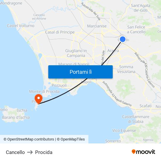 Cancello to Procida map