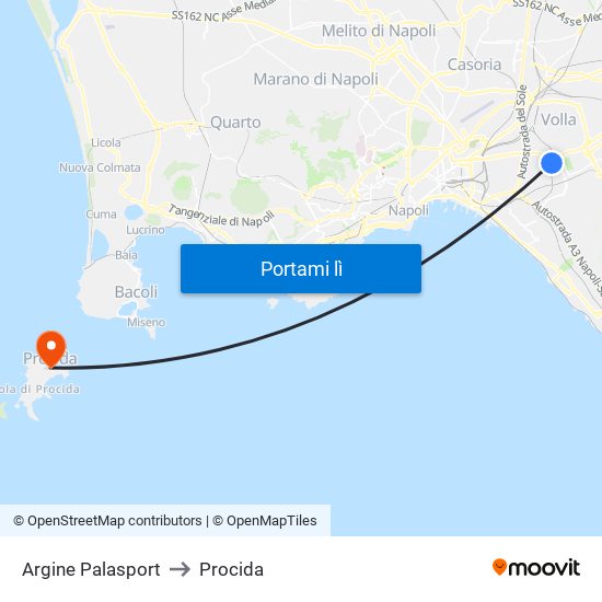 Argine Palasport to Procida map