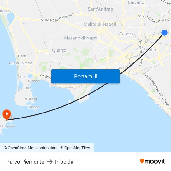 Parco Piemonte to Procida map