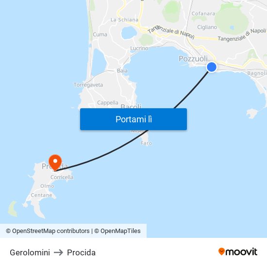 Gerolomini to Procida map