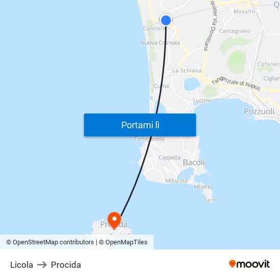 Licola to Procida map