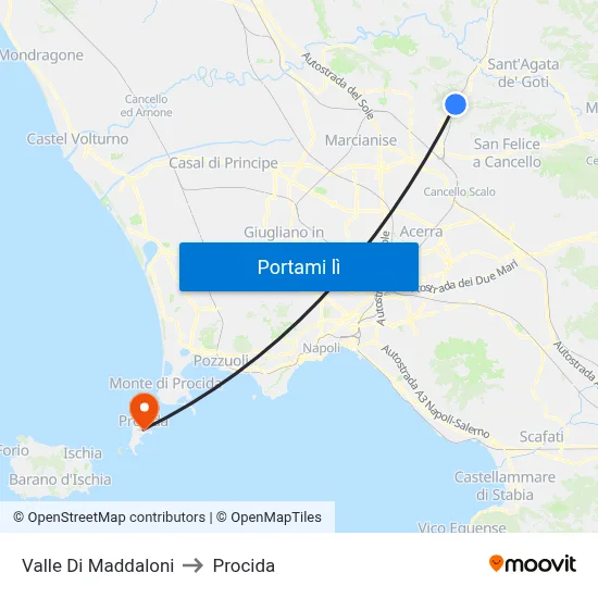 Valle Di Maddaloni to Procida map