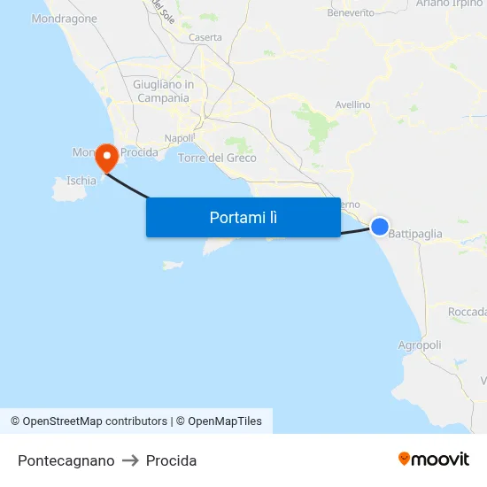 Pontecagnano to Procida map