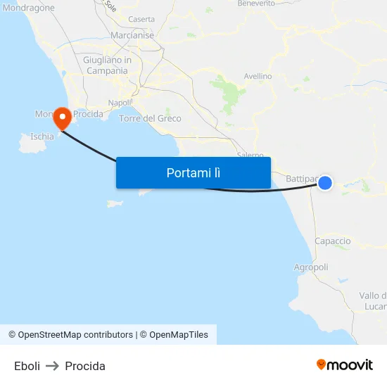 Eboli to Procida map